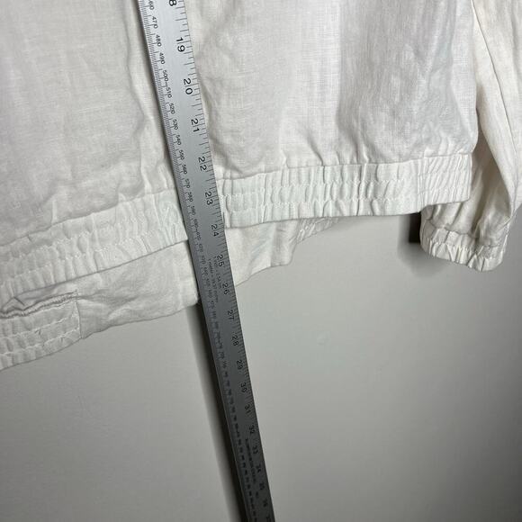 INC Jacket Womens XL White Pink Floral Embroidery Linen Zip Up Casual Bohemian - Picture 13 of 15